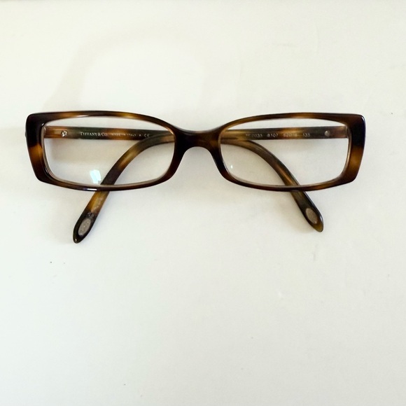 Tiffany & Co TF2035 Tortoise Rectangle Heart Logo Glasses 52-16 - Picture 1 of 11